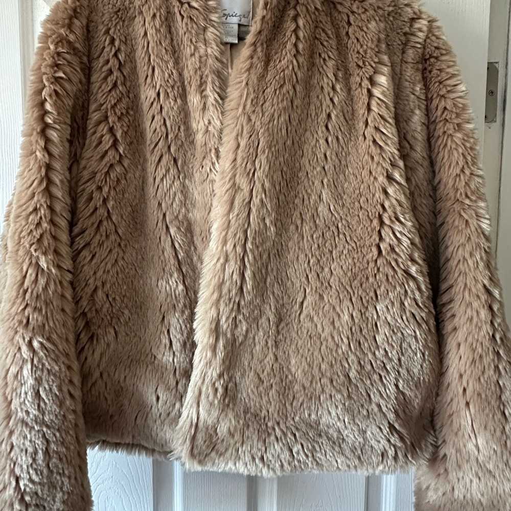 Vintage Spiegel Faux Fur Hooded Jacket XL - Tan Mob Wife Aesthetic